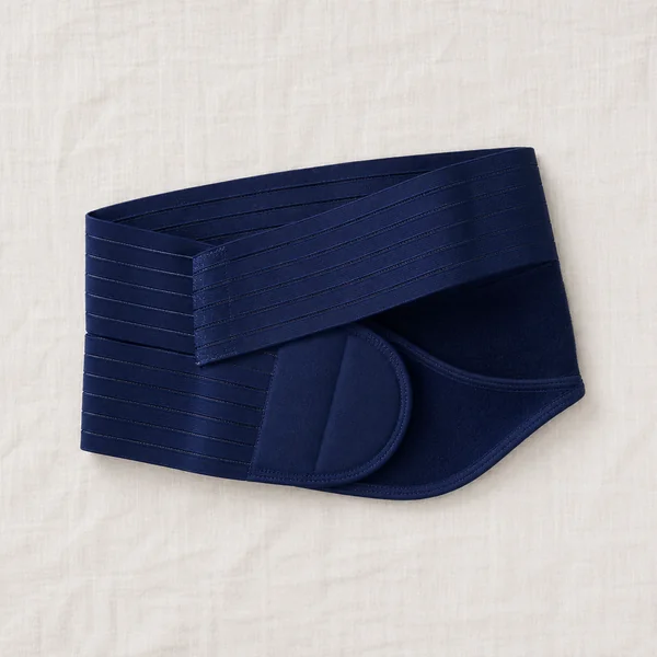 Belly and back support belt laid flat, its fastening open